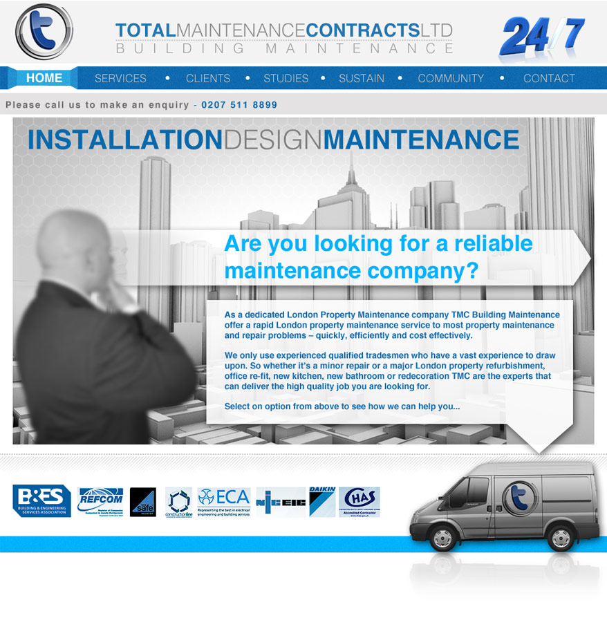 screenshot ot total maintenance contracts home page